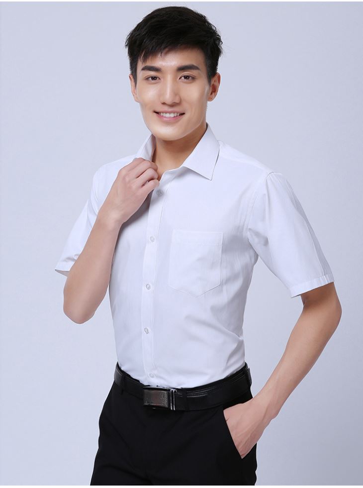 南开定制男士中袖衬衫 修身职业工作服